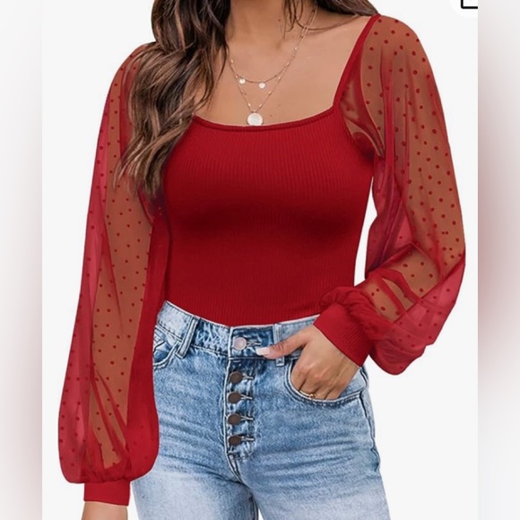 Almost Famous balloon sleeve body con with ruffle trim on neck wrist and waist - Picture 7 of 7